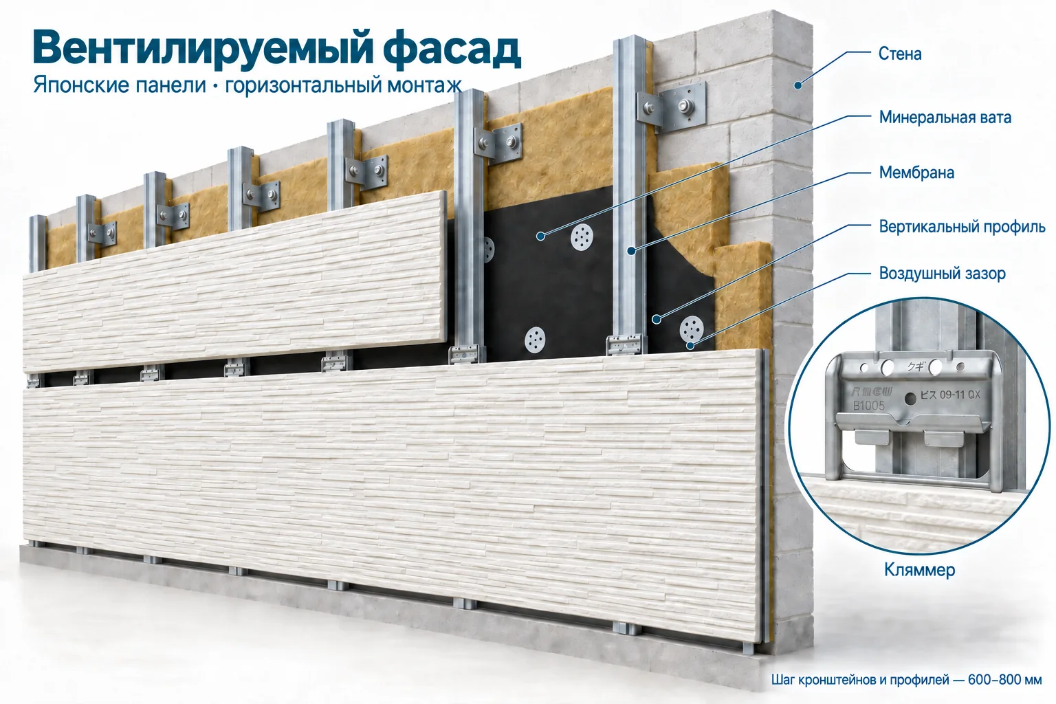 Японские панели EFA5251: горизонтальный монтаж